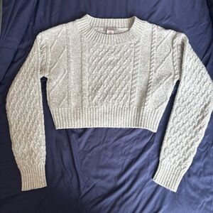 Cozy Cable Knit Cropped Sweater Gray